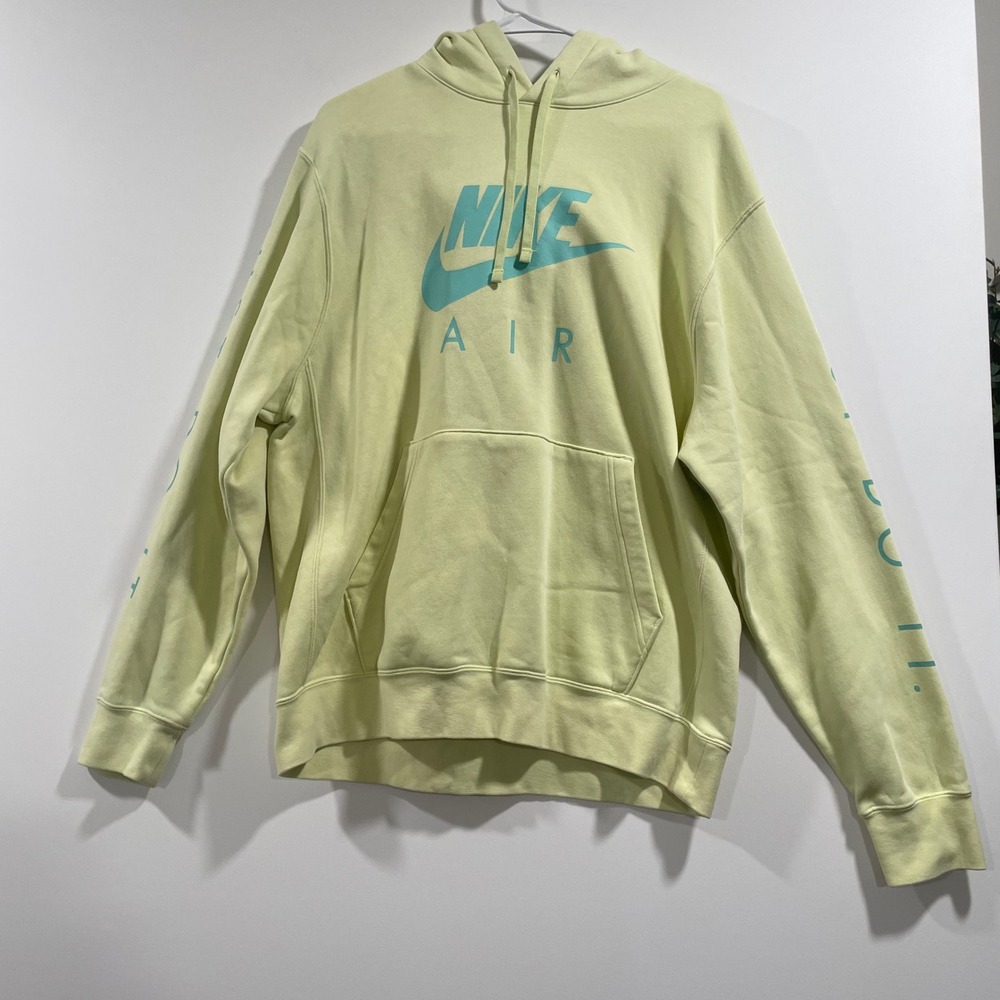 Nike Air Mens Hoodie Just Do It Sleeve Graphic Lime Green CT3274-PC1 Large‎ Soft